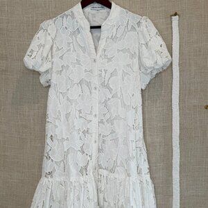 Romantic Lace Karina Grimaldi White Shift Dress - Perfect for Summer!